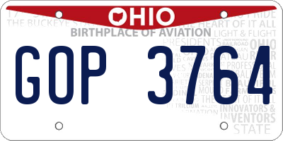 OH license plate GOP3764