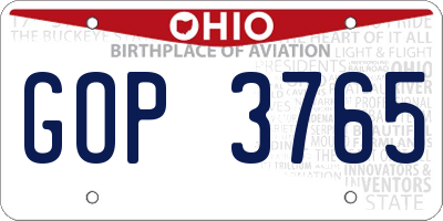 OH license plate GOP3765