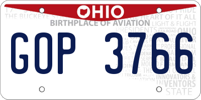 OH license plate GOP3766