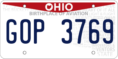 OH license plate GOP3769