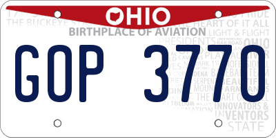 OH license plate GOP3770