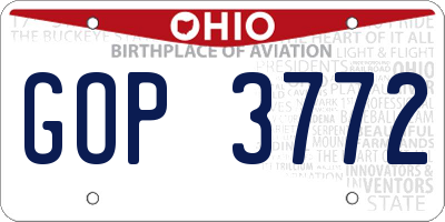 OH license plate GOP3772