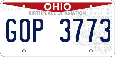 OH license plate GOP3773