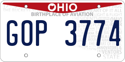 OH license plate GOP3774