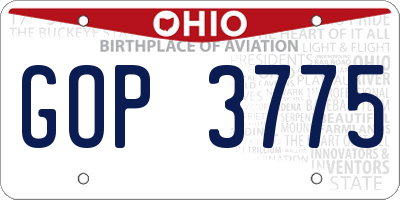 OH license plate GOP3775
