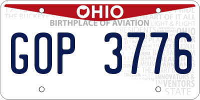 OH license plate GOP3776