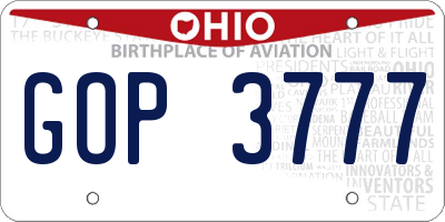 OH license plate GOP3777