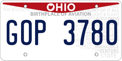 OH license plate GOP3780