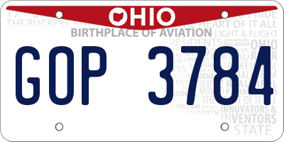 OH license plate GOP3784