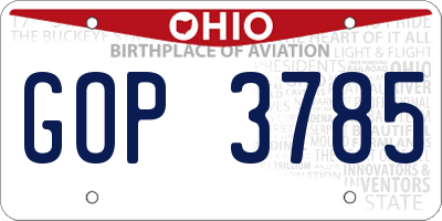 OH license plate GOP3785