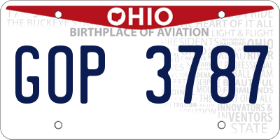 OH license plate GOP3787