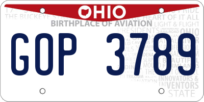 OH license plate GOP3789