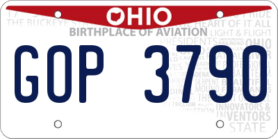OH license plate GOP3790