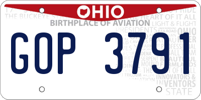 OH license plate GOP3791