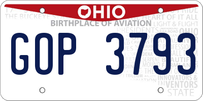 OH license plate GOP3793