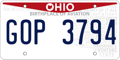 OH license plate GOP3794