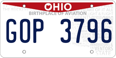 OH license plate GOP3796