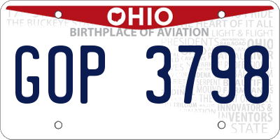 OH license plate GOP3798