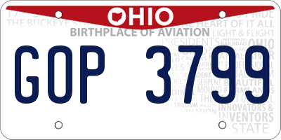 OH license plate GOP3799