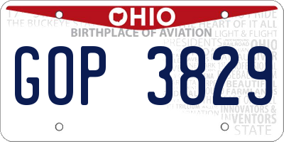 OH license plate GOP3829
