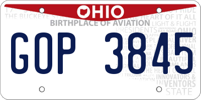 OH license plate GOP3845