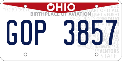OH license plate GOP3857