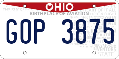 OH license plate GOP3875
