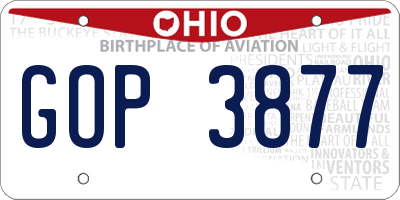 OH license plate GOP3877