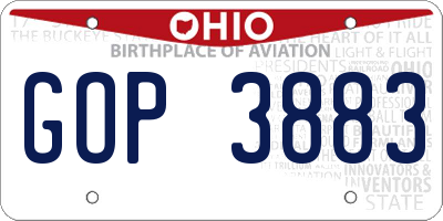 OH license plate GOP3883