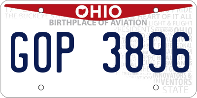OH license plate GOP3896