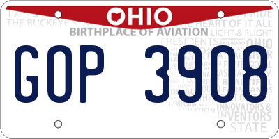 OH license plate GOP3908