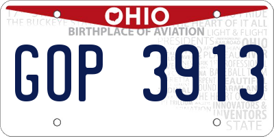 OH license plate GOP3913
