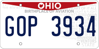 OH license plate GOP3934