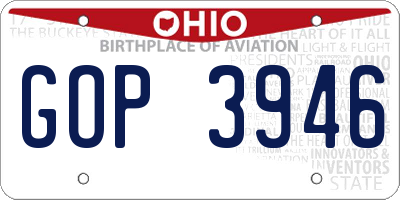 OH license plate GOP3946