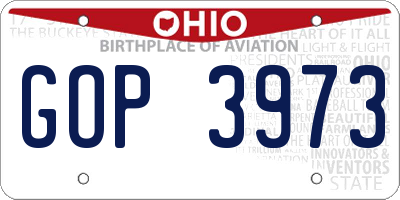 OH license plate GOP3973