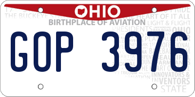 OH license plate GOP3976