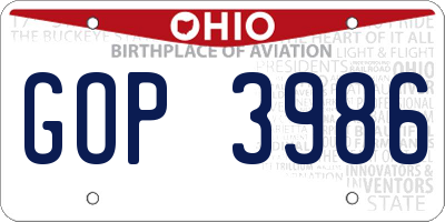 OH license plate GOP3986