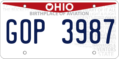OH license plate GOP3987