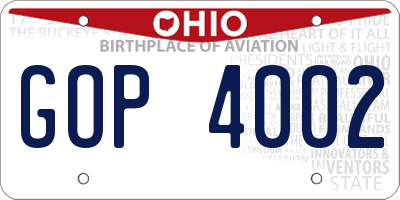 OH license plate GOP4002