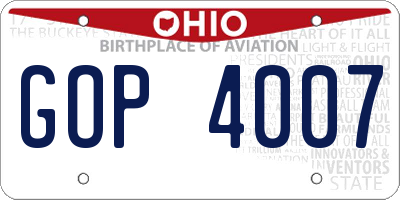 OH license plate GOP4007