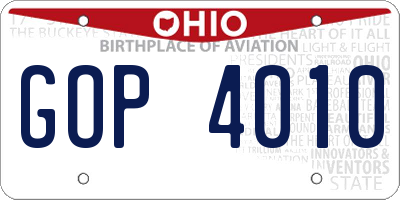 OH license plate GOP4010