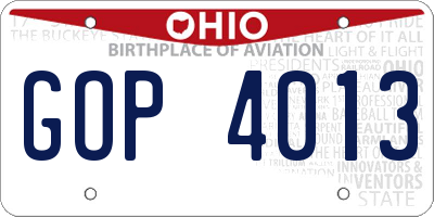 OH license plate GOP4013