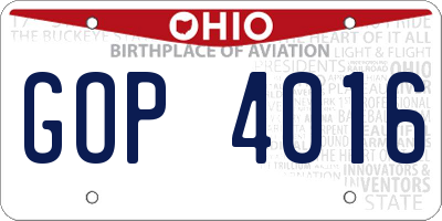 OH license plate GOP4016