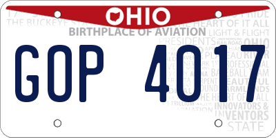 OH license plate GOP4017