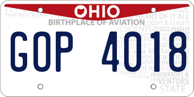 OH license plate GOP4018
