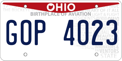 OH license plate GOP4023