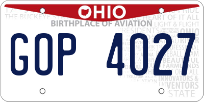 OH license plate GOP4027