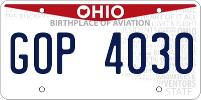 OH license plate GOP4030