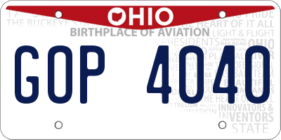 OH license plate GOP4040
