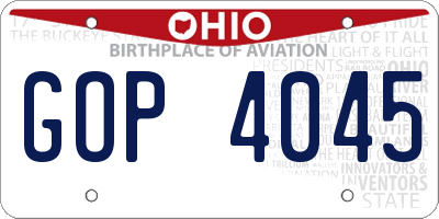 OH license plate GOP4045